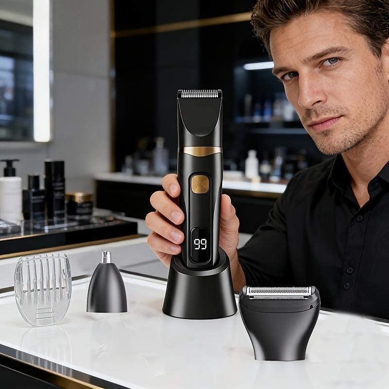 Men's 3-in-1 Body Groomer, Ideal for Trimming Hair on Various Parts of the Body, Including the Head, Face, Ears, and Nose. A Perfect Holiday Gift for Your Boyfriend or Father. USB Rechargeable, Electric Shaver.