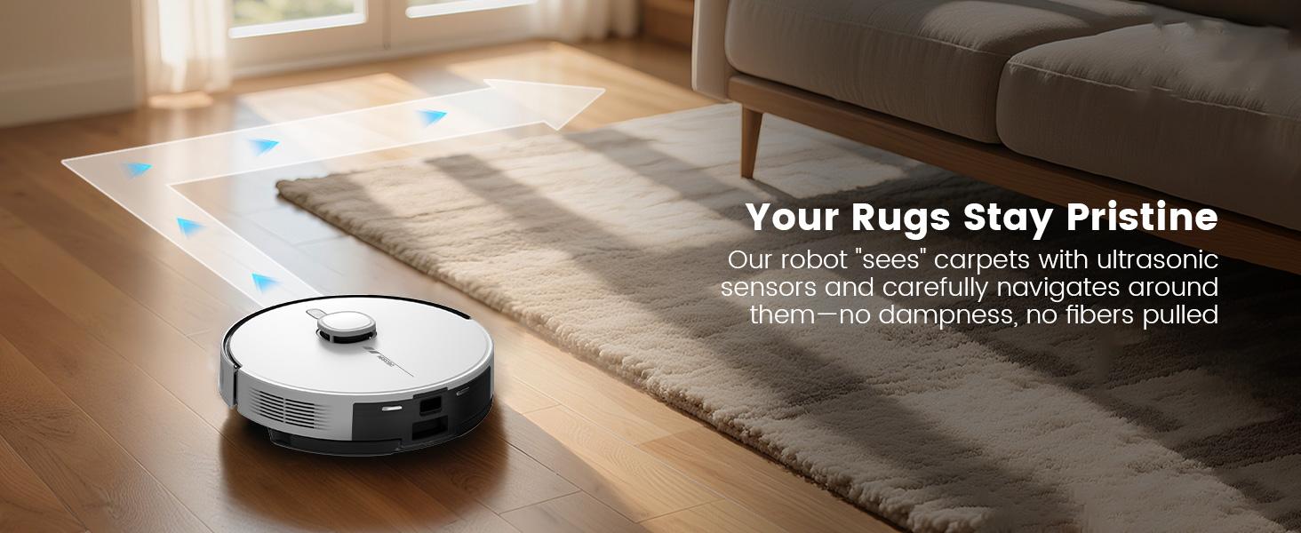 AIRROBO L60+ Self-Empty Robot Vacuum and Mop Cleaner with Ultrasonic Carpet Detection,6000Pa Suction,Laser Obstacle Avoidance,240min Long Runtime