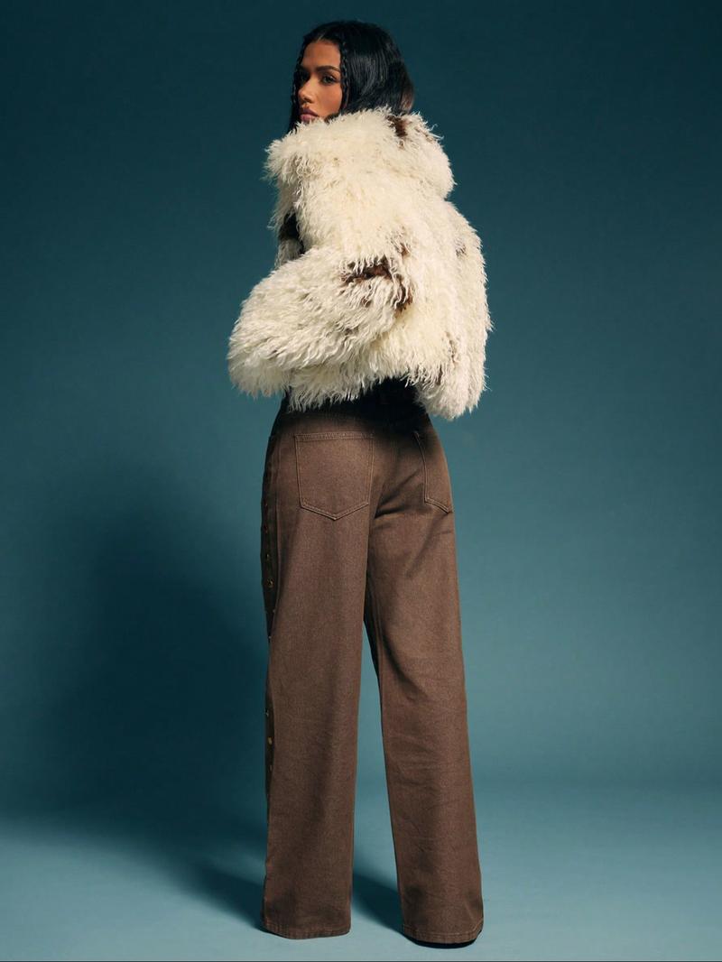 Women's New Denim Wide Leg Pants, Trendy Design, Washed Finish, Elastic Comfort, Fashionable Casual Wear, Long Jeans for All Seasons