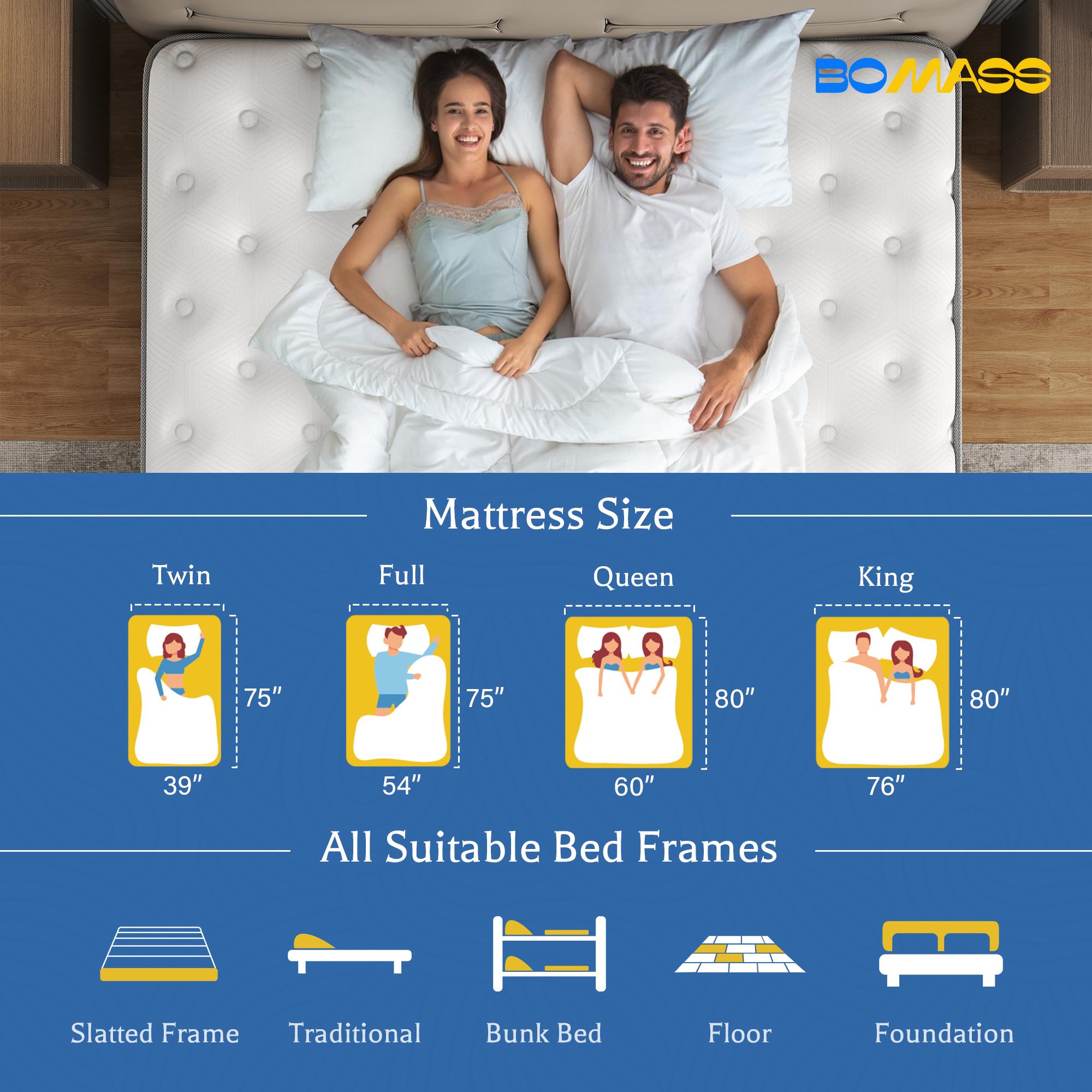 BOMASS 10" 12" 14" Hybrid Mattress Twin Full Queen King Mattresses Memory Foam Medium Firm Pocket Spring Mattress New Luxury Refreshing Sleep Experience BOMASS 10" 12" 14" Hybrid Mattress Twin Full Queen King Mattresses Memory Foam Medium Firm Pocket Spring Mattress New Luxury Refreshing Sleep Experience