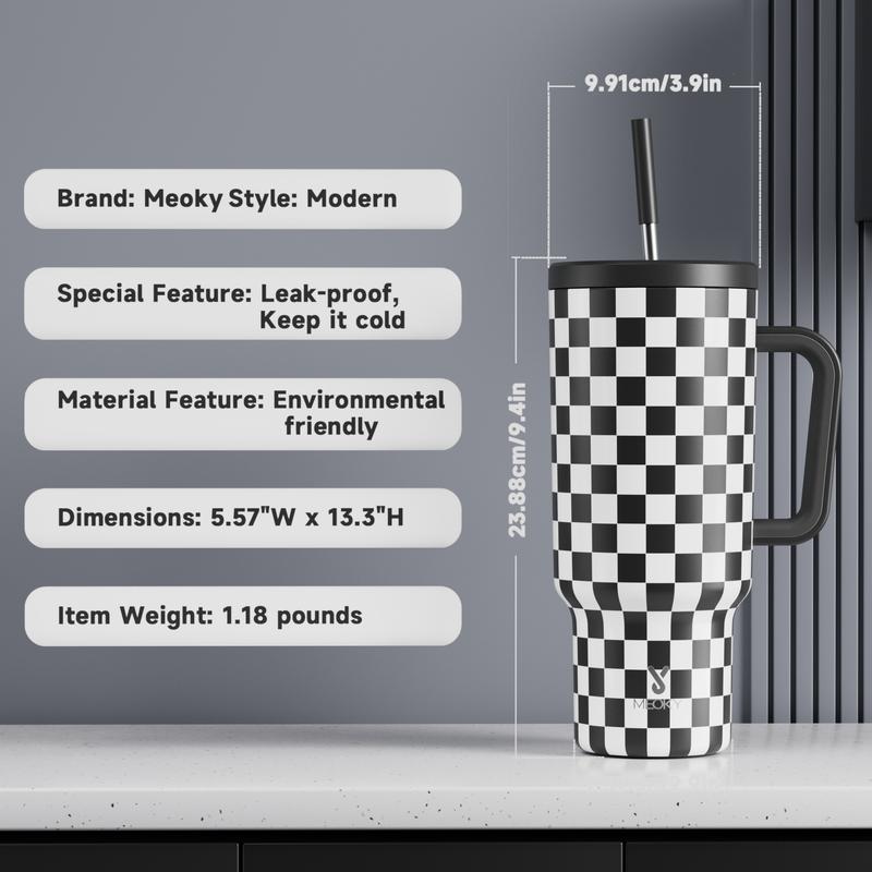 MEOKY 40oz Soccer Ball Tumbler, Hot Water Mug,Stainless Steel Insulated Cup, Keeps Hot & Cold, Food Safe, Non-Slip Base, Car-Cup Fit, Easy Clean, Soccer Fan Gift