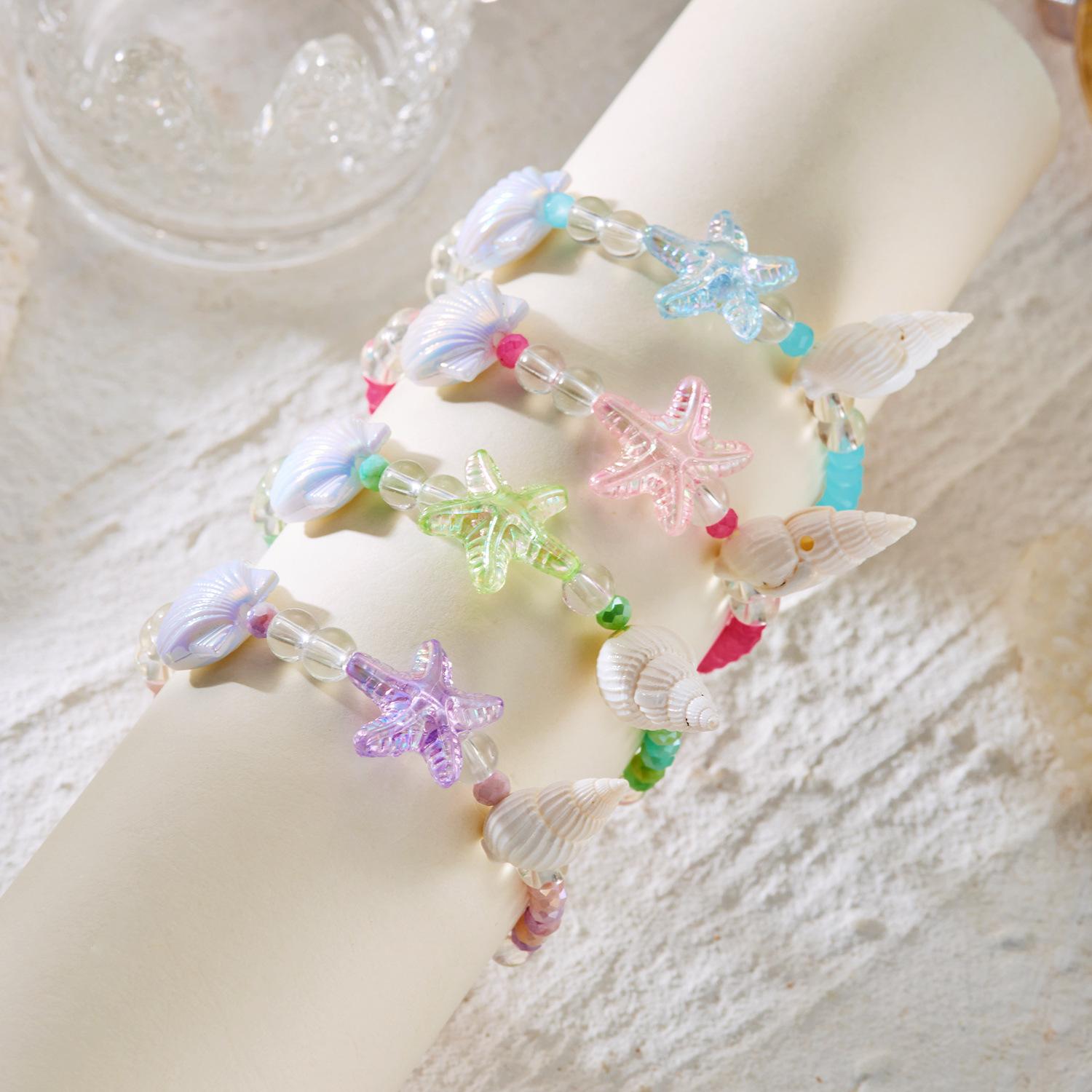 Summer Beach Inspired Handmade Shell Bracelet with Seashell Sea Star Beads for Women Stylish Ocean Themed Jewelry Lightweight Comfortable Adjustable Fit Trendy Vacation Accessory