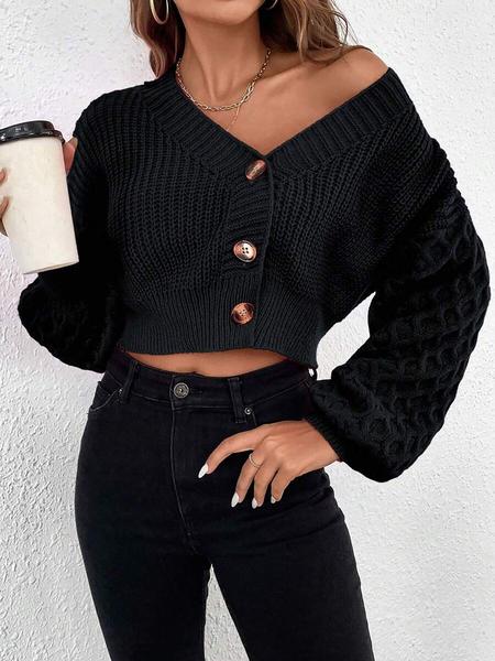 Women's Knitted Cardigan for Fall Winter, Long Sleeve V Neck Cozy Sweater, Vintage Twisted Design, Casual Chic Layering Top, Casual Fashion Knitwear