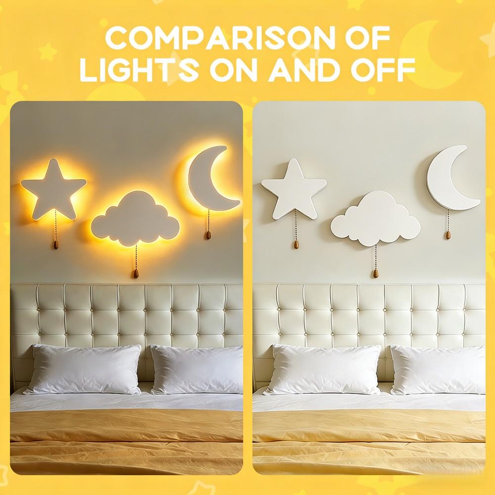 1pc Star And Cloud Wall Light,  Include Star, Cloud, Moon, Butterfly Shape, Home Decor, Wall Hanging Ornaments, Party Night Lights, Birthday Party, Room Ambiance Lighting, Creative Surprise Decoration Props, Battery-Operated (Batteries Not Included)