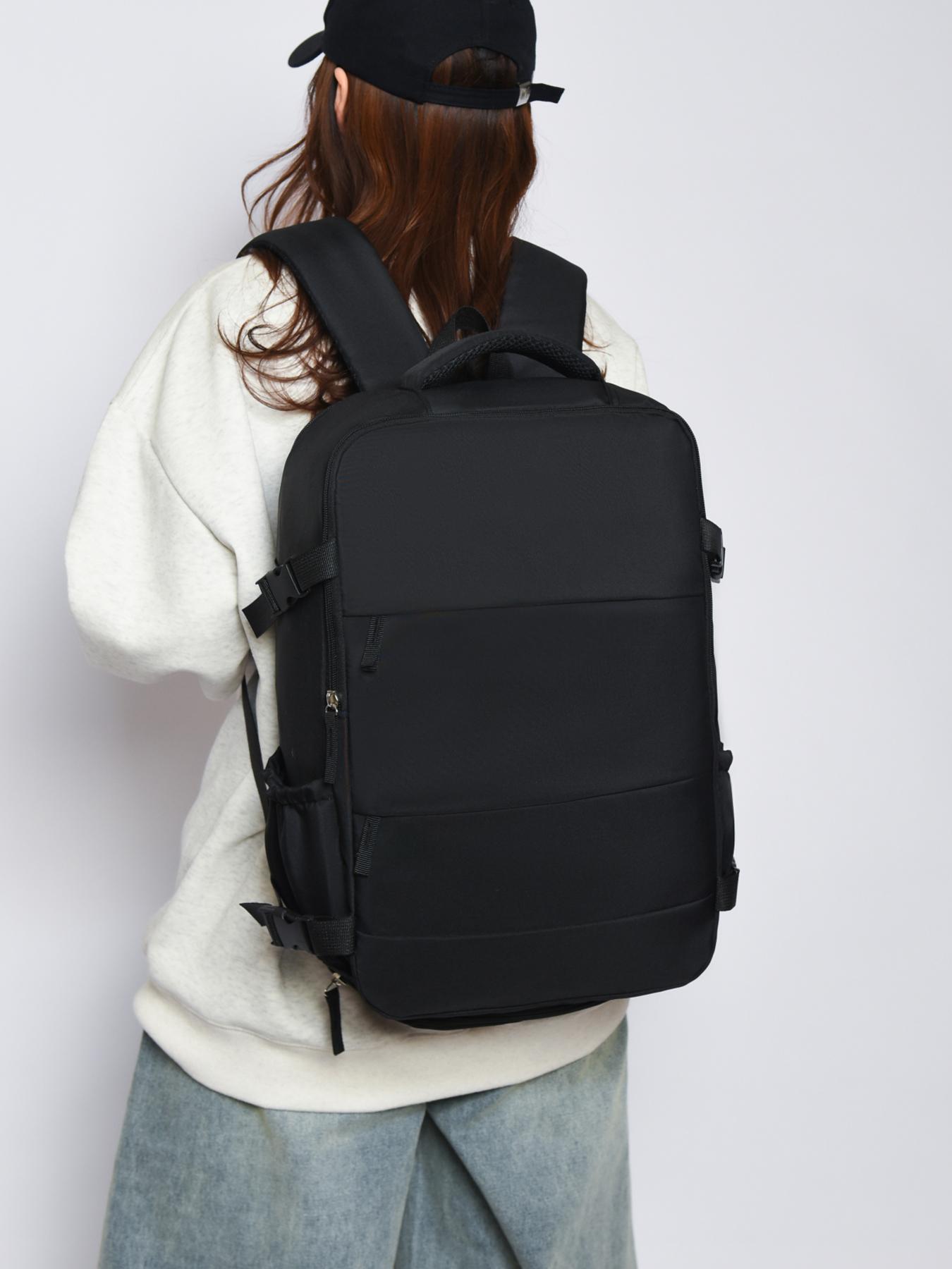 Simple commuting backpack, Casual Travel Backpack, Traveler Essentials Backpack, solid color multi compartment bag, large capacity computer bag, with side pockets, suitable for traveling and working