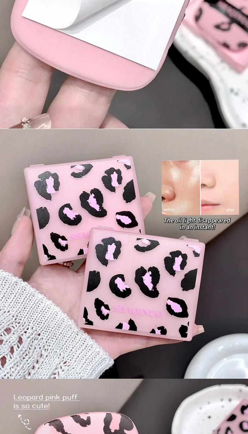 100 Sheets Oil Absorbing Papers with Replacement Pack, Powder Puff Style, Portable Makeup Mirror, Small and Convenient