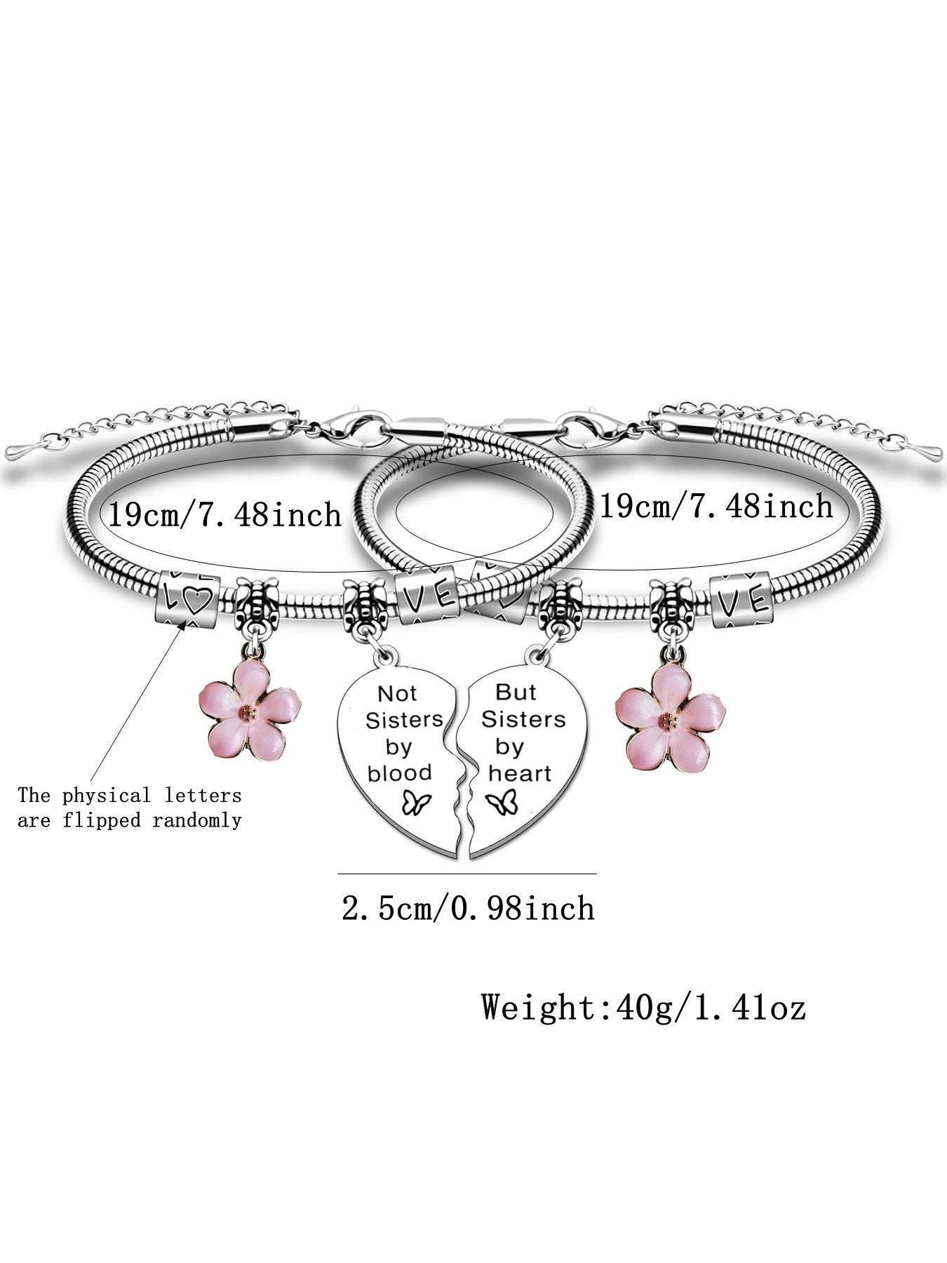 Zimoxuan 2pcs Sister Matching Bracelets Set, Split Broken Heart Design, Cute Style, Perfect Gift for Best Friends, Birthday & Christmas, Bracelet Sets