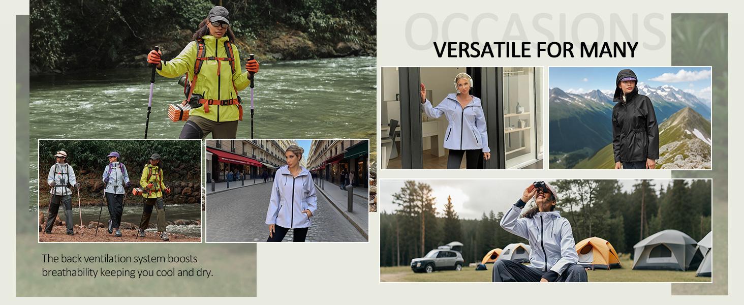 Women's Athletic Hooded Windbreaker Clothes - Lightweight Waterproof Solid Long-Sleeve Outdoors Top with Large Zippered Pockets, Windproof Zipper for Hiking, Daily Commuting Women's Athletic Hooded Windbreaker Clothes - Lightweight Waterproof Solid Long-Sleeve Outdoors Top with Large Zippered Pockets, Windproof Zipper for Hiking, Daily Commuting