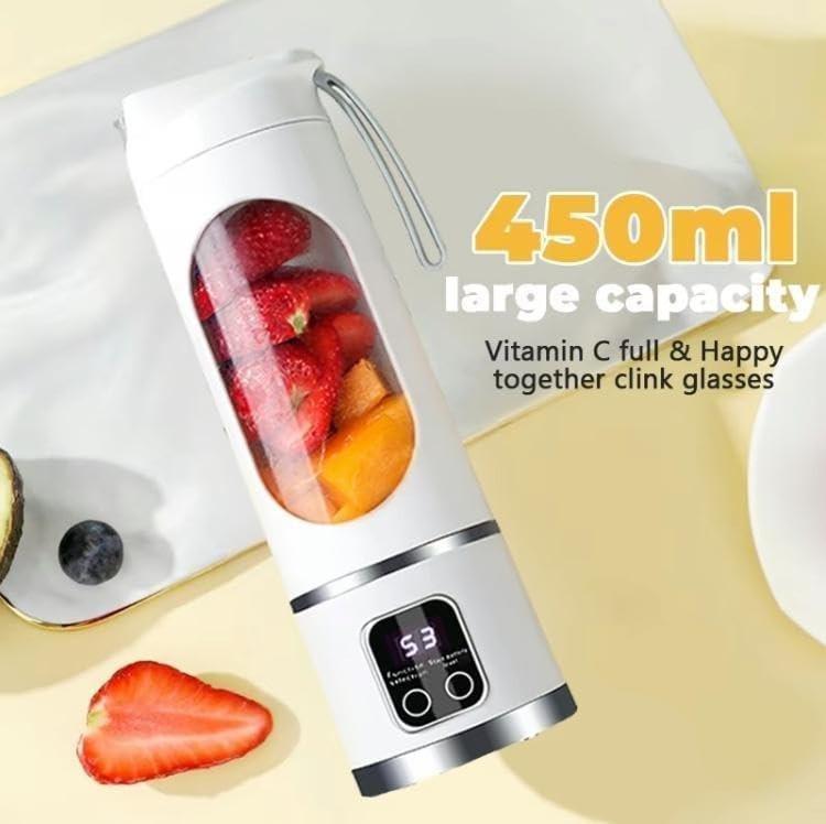 Portable Blender Personal Electric USB Rechargeable with LED Display, 450ML Portable juicer Shakes and Smoothies Blender, Small Blenders, Mixing, Compact, Convenient and Versatile#Summervibes Portable Blender Personal Electric USB Rechargeable with LED Display, 450ML Portable juicer Shakes and Smoothies Blender, Small Blenders, Mixing, Compact, Convenient and Versatile#Summervibes