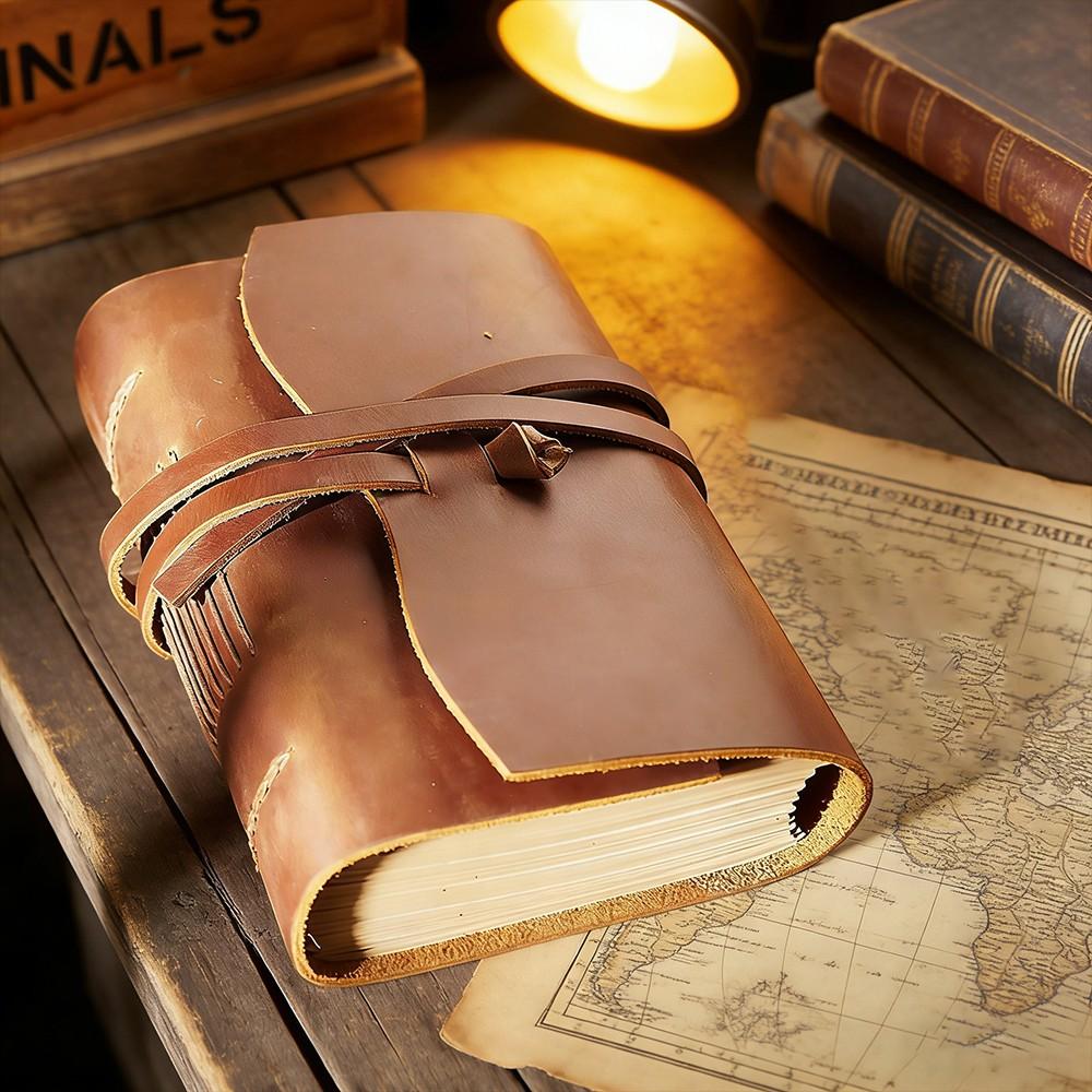 Leather Notebook Handmade Vintage Style, Replaceable Drawing Paper Core, Unisex Retro Lock Closure, Ideal for Artists Writing & Travel