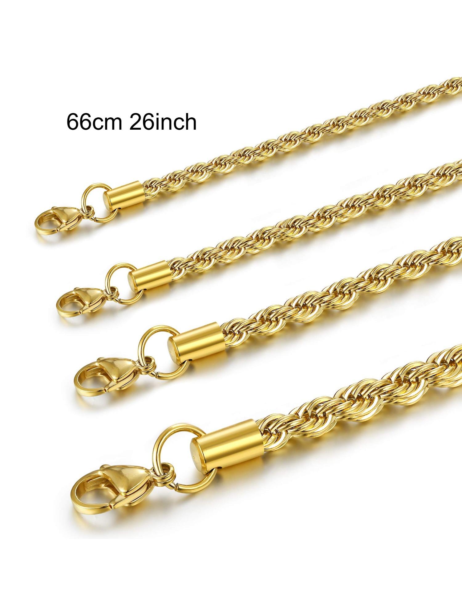 1 Pc Classic Golden Twisted Rope Link Chain for Women Men Sturdy Hypoallergenic Stainless Steel Necklace Dainty Minimalist Style Ideal for Layering Daily Outfits Special Occasion Gifting