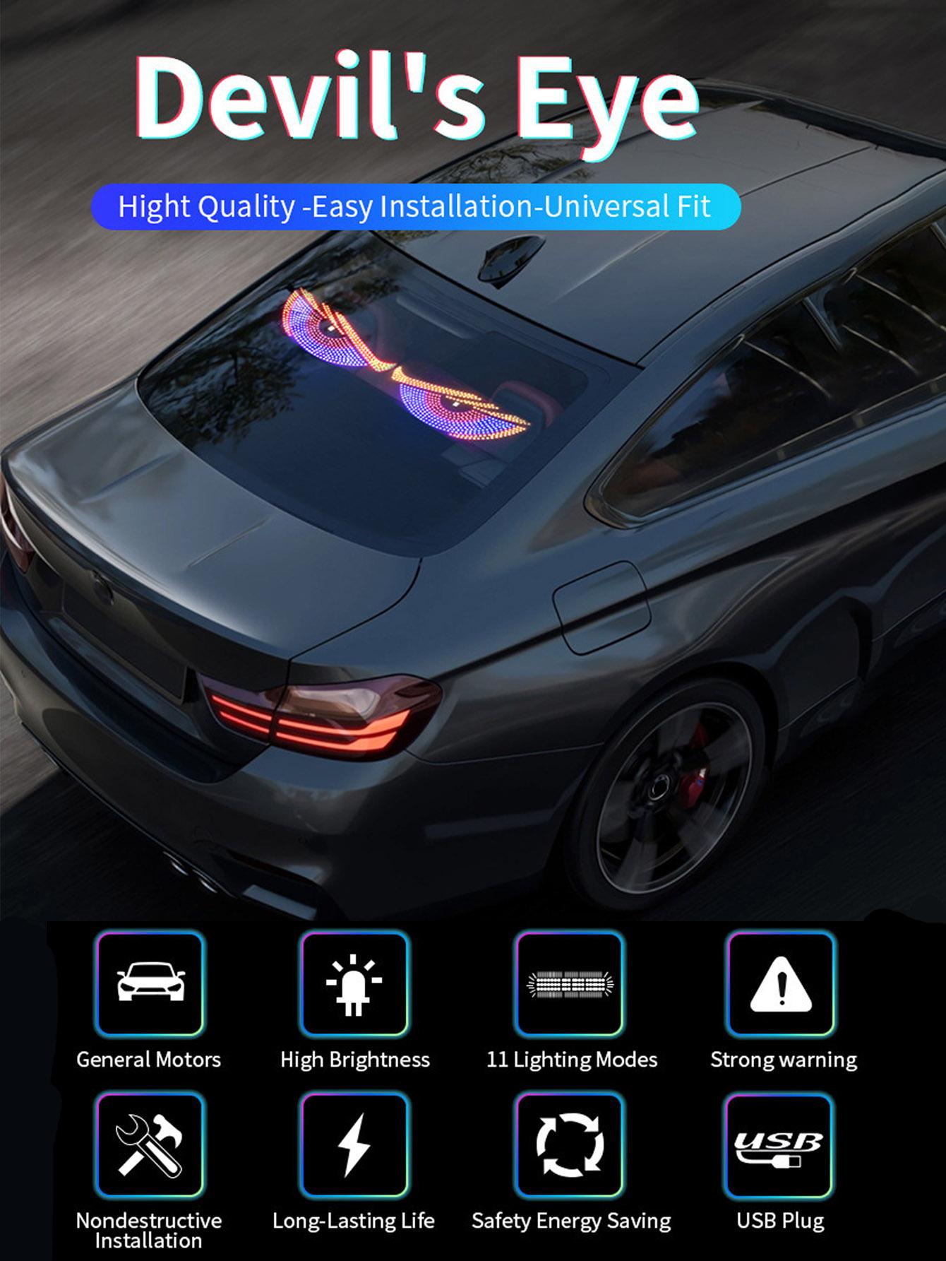 1 Pair Devil Eyes Light for Cars Windshield LED Demon's Eye Lights Dynamic Blinking LED Big Eye Lamp for Vehicle Truck Rear Window USB Plug and Play Road Rage Sign Flicker Decorative Lighting Car Light Embellishments Holiday Gifts