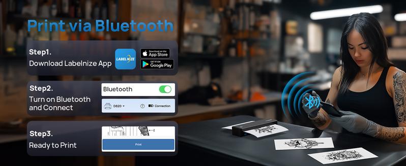 Portable Printers Wireless, D820 Thermal Inkless Printer Support Sizes from 8.5" x 11" to 2" Width, AI Printer, Suitable for Smartphone & PC, Bluetooth Printers for Travel, Home Use Fathersdaygift