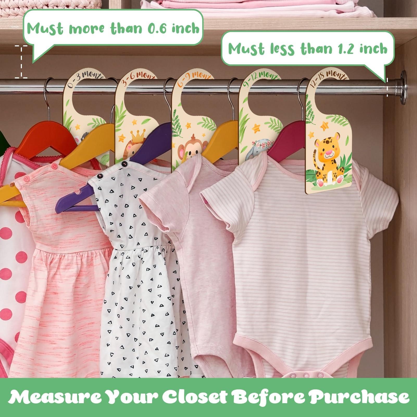 8-Piece Wooden Baby Closet Adorable Animal Dividers Jungle Animal Theme, Nursery Size Storage, New Mom Baby Shower Gift, Infant Room Organization