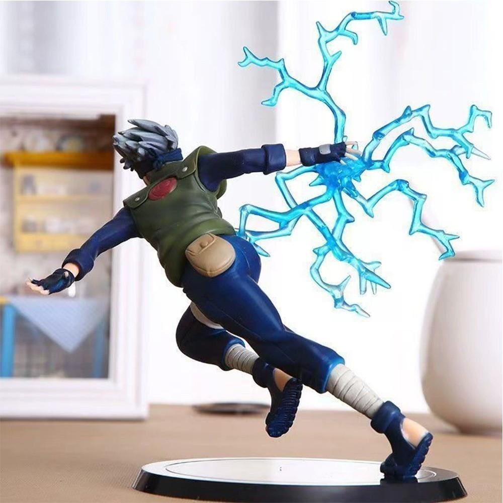One Piece Naruto Kakashi Hatake Figure, Raikiri Lightning Effect Battle Form，Kakashi Collectible Statue, Copy Ninja Pose with Transparent Chidori Effects，Naruto Collectible for Fans & Display