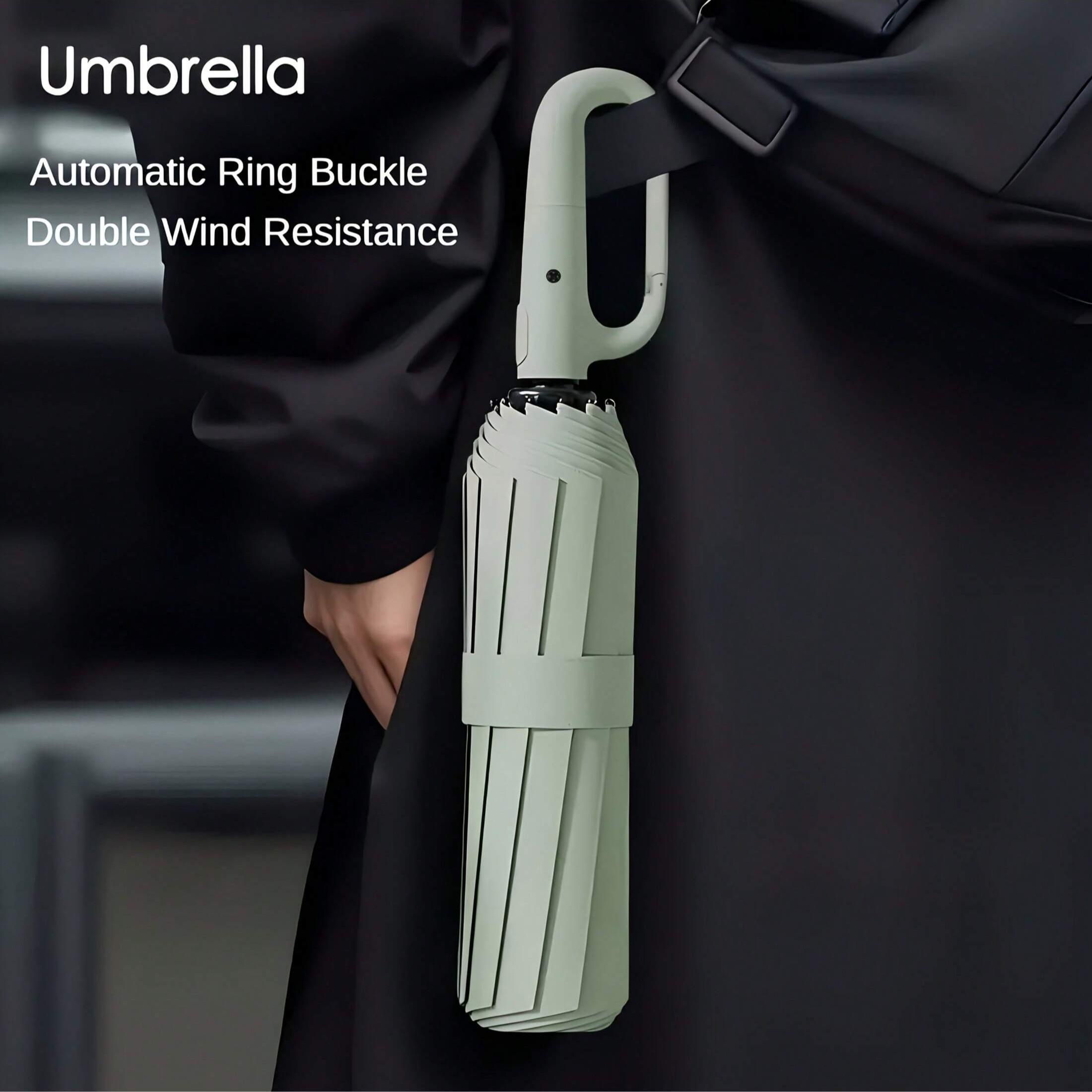 1 automatic opening and closing heavy-duty 12 bone windproof umbrella, dual windproof design - automatic button operation, all-weather waterproof and windproof, with handle, sturdy iron frame, foldable storage