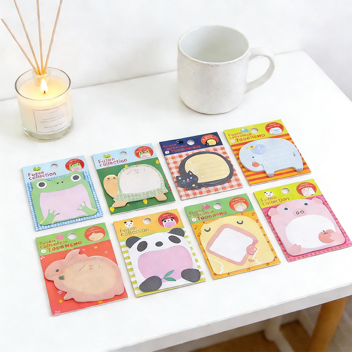 4/8 pcs/pack Forest Animal Series Family Marker Notepad Sticky Bookmarks Portable student note paper, self-adhesive notebook with markers on note paper, suitable for school and office use