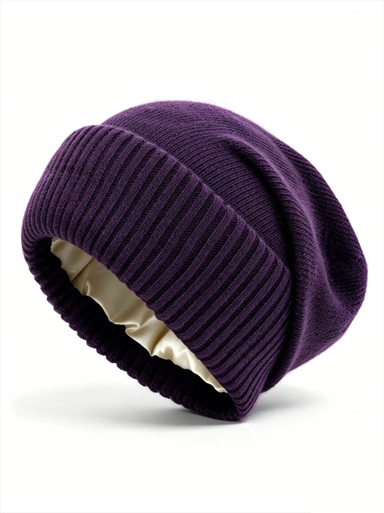 New Wool Blend Satin Lined Knit Beanie Hat, Lightweight Unisex Soft Loose Fit Warm Cap for Fall & Winter, Casual Style #GLOBAL PICKS