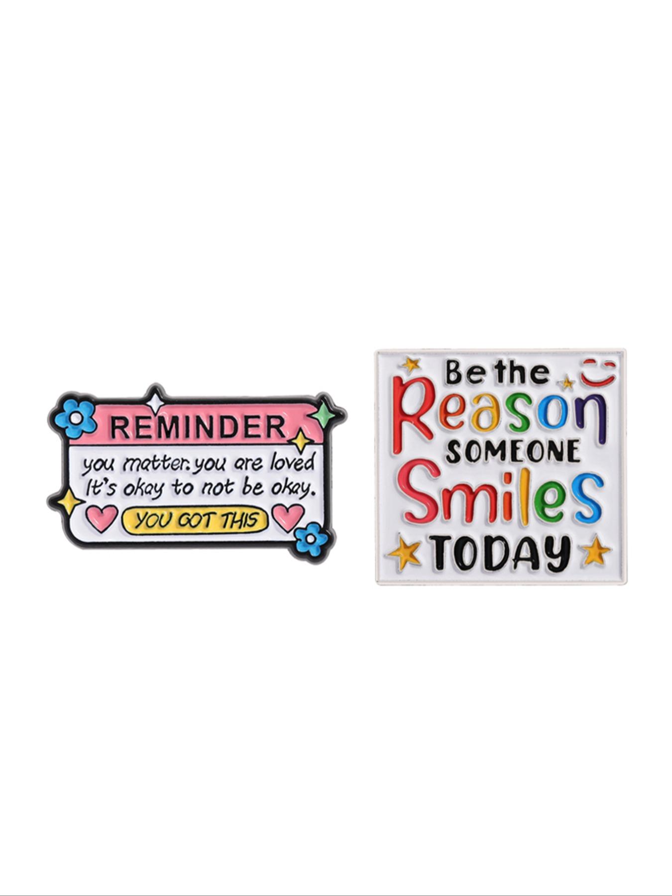 1/2Pcs Positive Message Badges Motivational Slogan Theme Social Advocacy Design Self Empowerment Quotes for Daily Inspiration Accessory Backpack Office Decoration Mental Wellness Gift Set