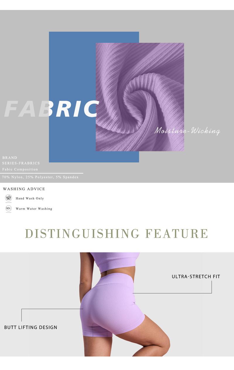 OYV Women's High Waisted Crossover Yoga Shorts Seamless Ribbed Knit Snug Fit Exercise Shorts for Athletic Wear