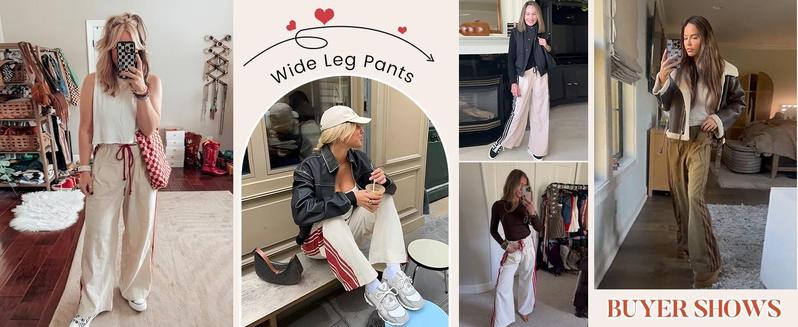 JovenPara Women's Wide Leg Track Pants Drawstring High Rise Side Striped Slouchy Palazzo Pants with Pockets Bottoms Girls JovenPara Women's Wide Leg Track Pants Drawstring High Rise Side Striped Slouchy Palazzo Pants with Pockets Bottoms Girls