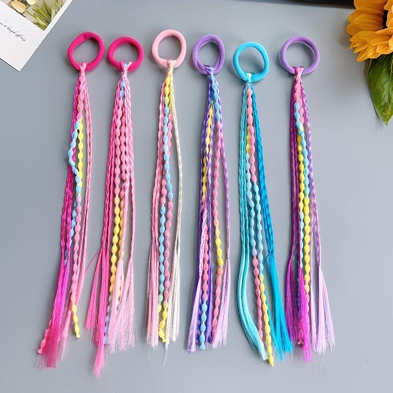 Girls' Hair Accessories Set, Multicolor Braided Ponytail Holders, Sweet Cool Boxing Braid Rubber Bands, High Tail Bean Bun Headbands