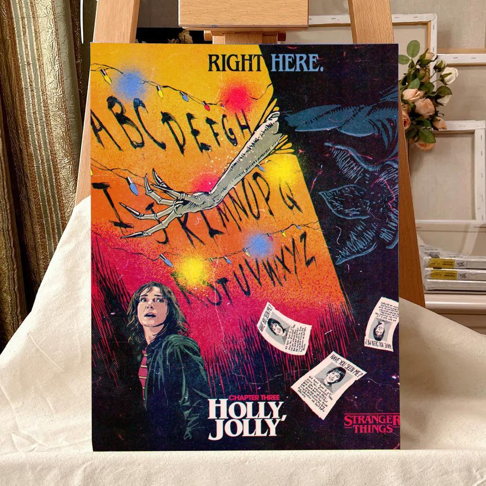 TV Series S-Stranger T-Things Painting Calligraphy Waterproof Scratch-Resistant Canvas Wall Art – Premium Oil Painting Style HD Print | Modern Aesthetic Home Decor for Living Room, Bedroom, Kitchen & Café | Perfect Holiday, Housewarming & Party Gift