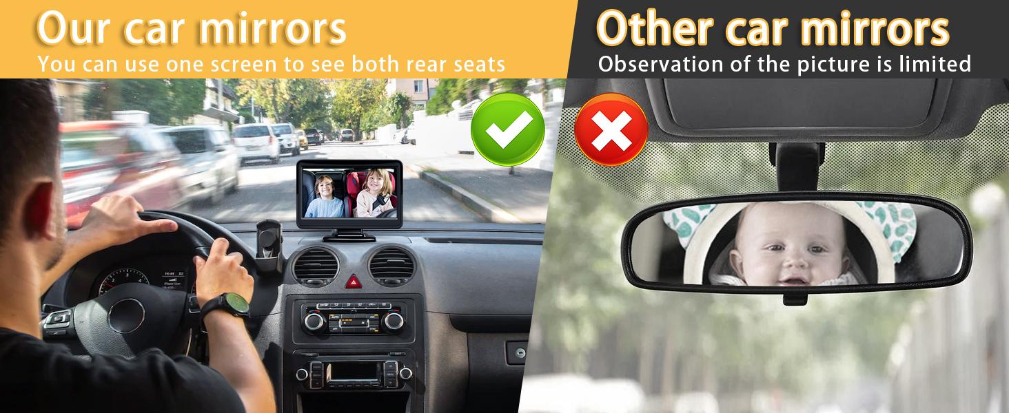 Car Mirror, Car Monitor 4.3'' HD Display with Night Vision Feature, Rear Facing Seat with Wide Crystal Clear View Car Mirror, Car Monitor 4.3'' HD Display with Night Vision Feature, Rear Facing Seat with Wide Crystal Clear View