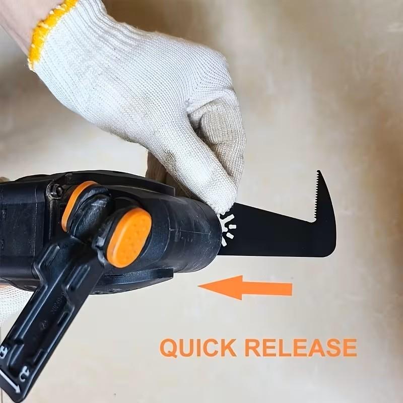 3 Piece Oscillating Multi-Tool Blades with Quick Release, Stainless Steel Teeth, Compatible with Most Cordless Drills and Oscillating Tools, Suitable for Drywall, Metal, Wood, and Construction Projects