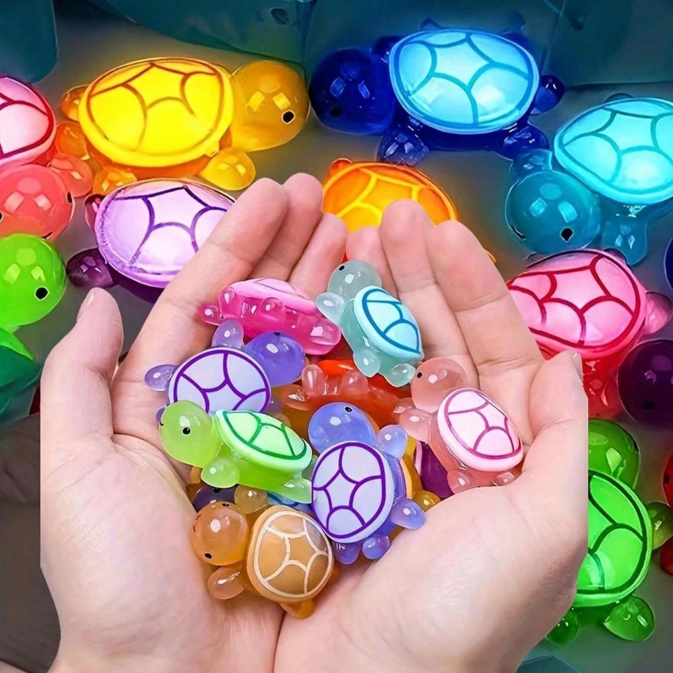 Glowing Large Turtle Decor, 15 Small Turtles Included, Unique Handmade Storage Box, Party Gift, Home Decoration, No Power Needed