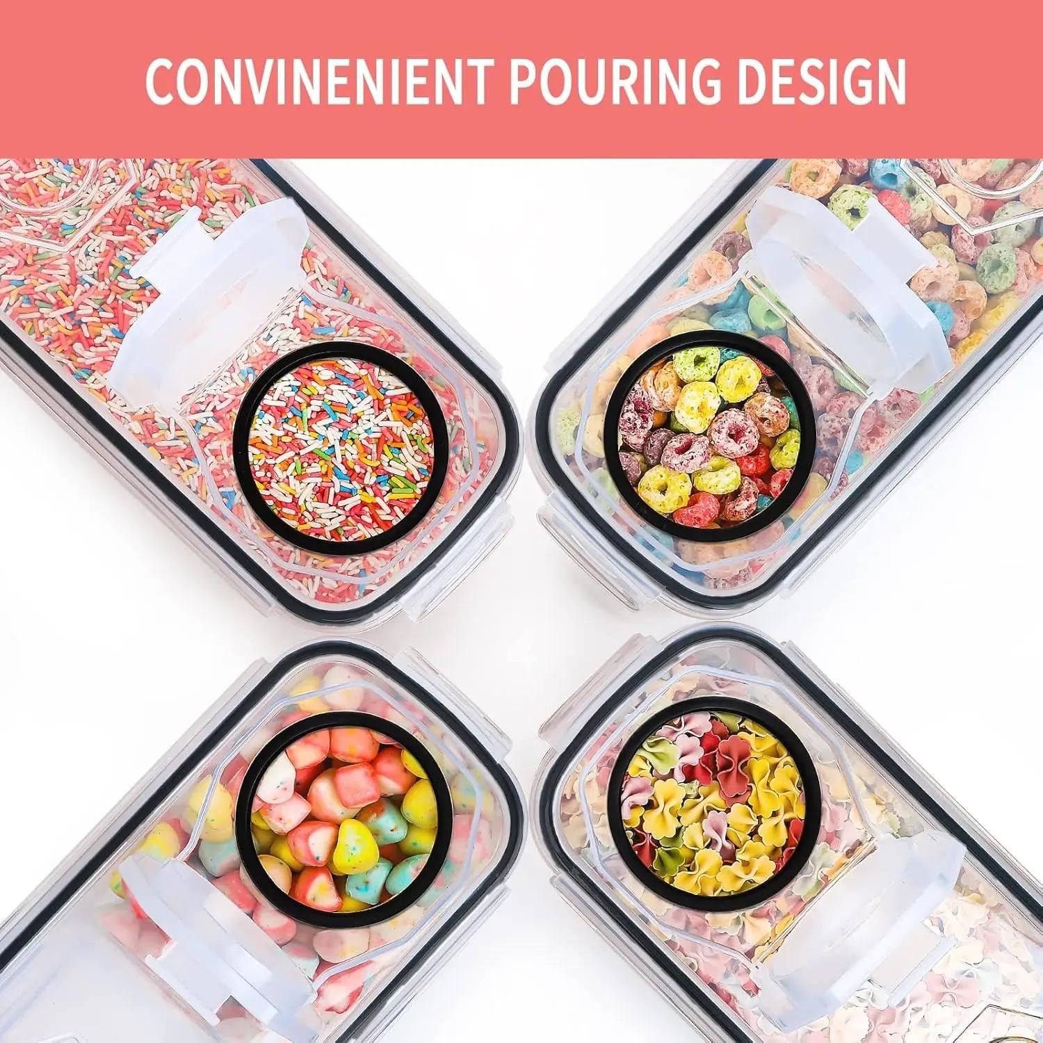 Airtight Food Storage Container Set with Lids, 4L Capacity, Ideal for Kitchen Pantry Organization, Includes Labels and Marker