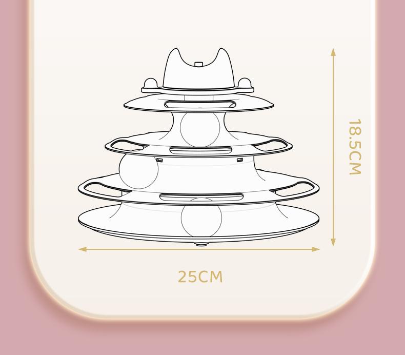 Three-Layer Cat Turntable Toy, Indoor Cat Educational Game Track Tower, Interactive Ball Toy, Three-Color Exercise Game