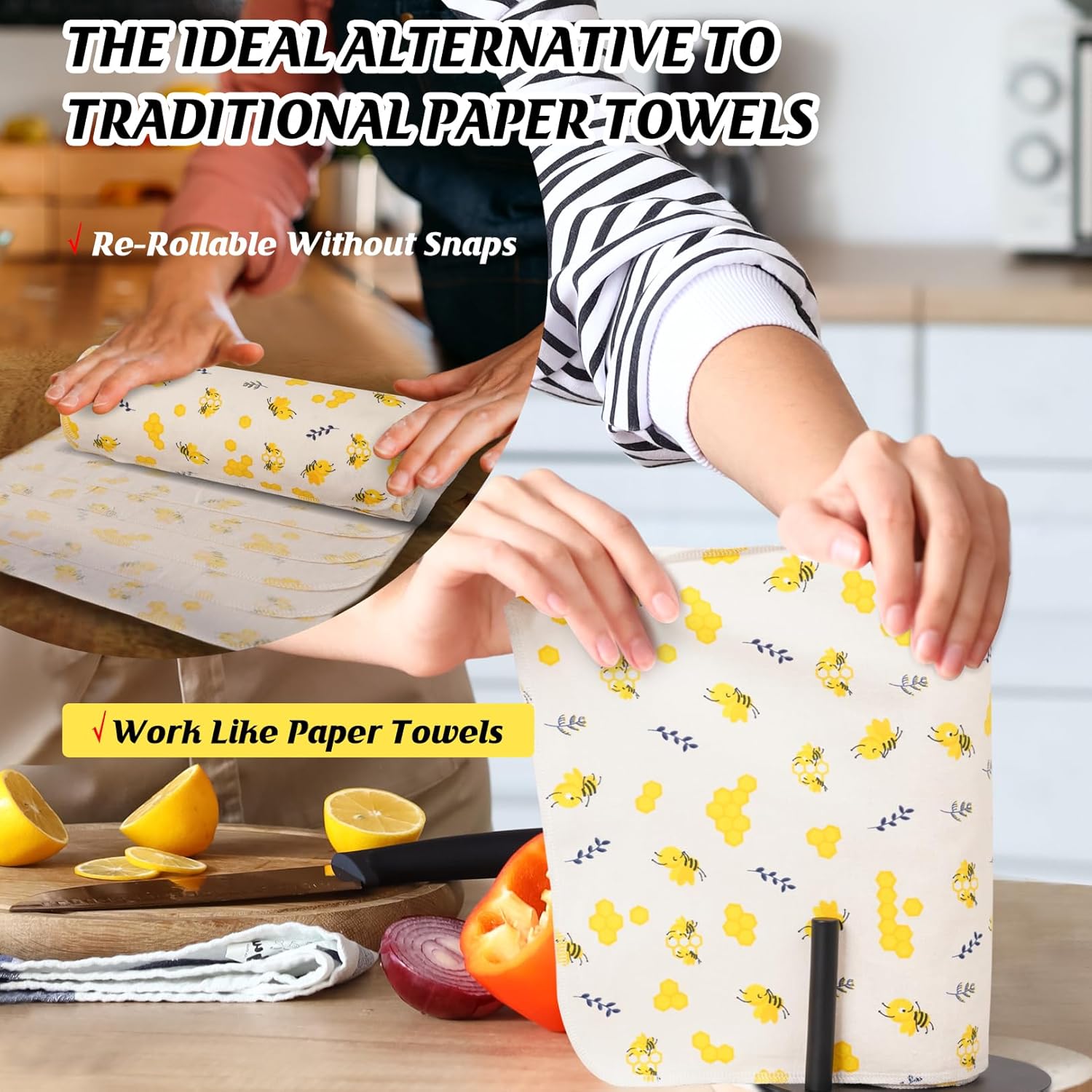 Paper Towels Washable Roll: 25Pack  Cloth Paper Towels 11.8x11.8In Absorbent Soft Flannel Paperless Towels Alternative for Kitchen  Napkins Zero  (, Large)