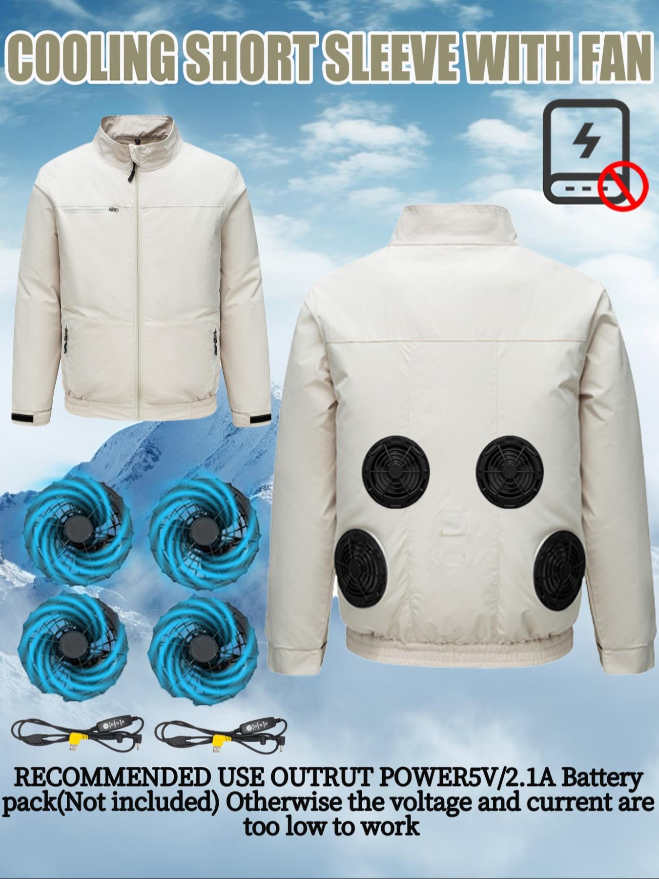 4 Fan Long Sleeve Work Air Conditioning Jacket, 4 Fans 2 Speed Lines, Unisex, Outdoor Fishing Camping Indoor Use, No Battery Included