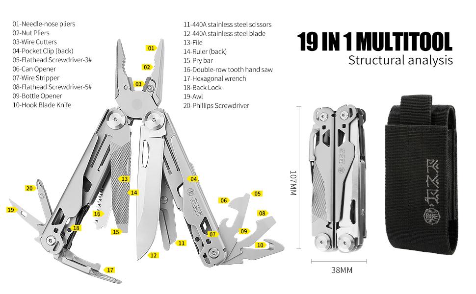 Xhandle MT-01 19-in-1 Multitool with Folding Pliers 440A Scissors Saw Screwdrivers Ruler Openers & Outdoor Camping Tool Compact Lightweight EDC Xhandle MT-01 19-in-1 Multitool with Folding Pliers 440A Scissors Saw Screwdrivers Ruler Openers & Outdoor Camping Tool Compact Lightweight EDC