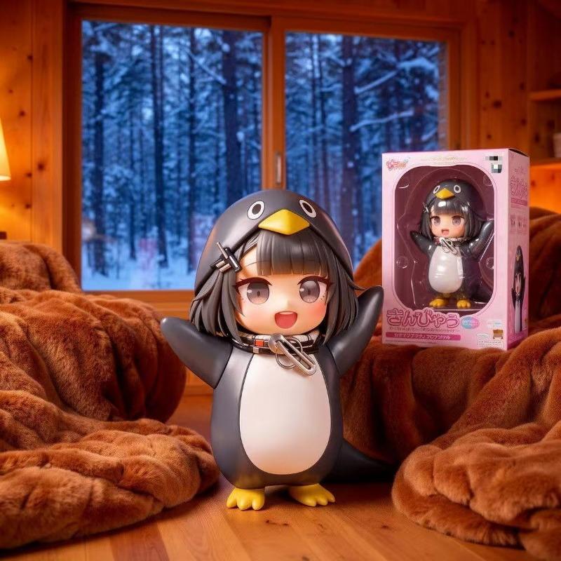 Kawaii Penguin‑Costume Girl Collectible Statue for Desk Decor Figurine Doll