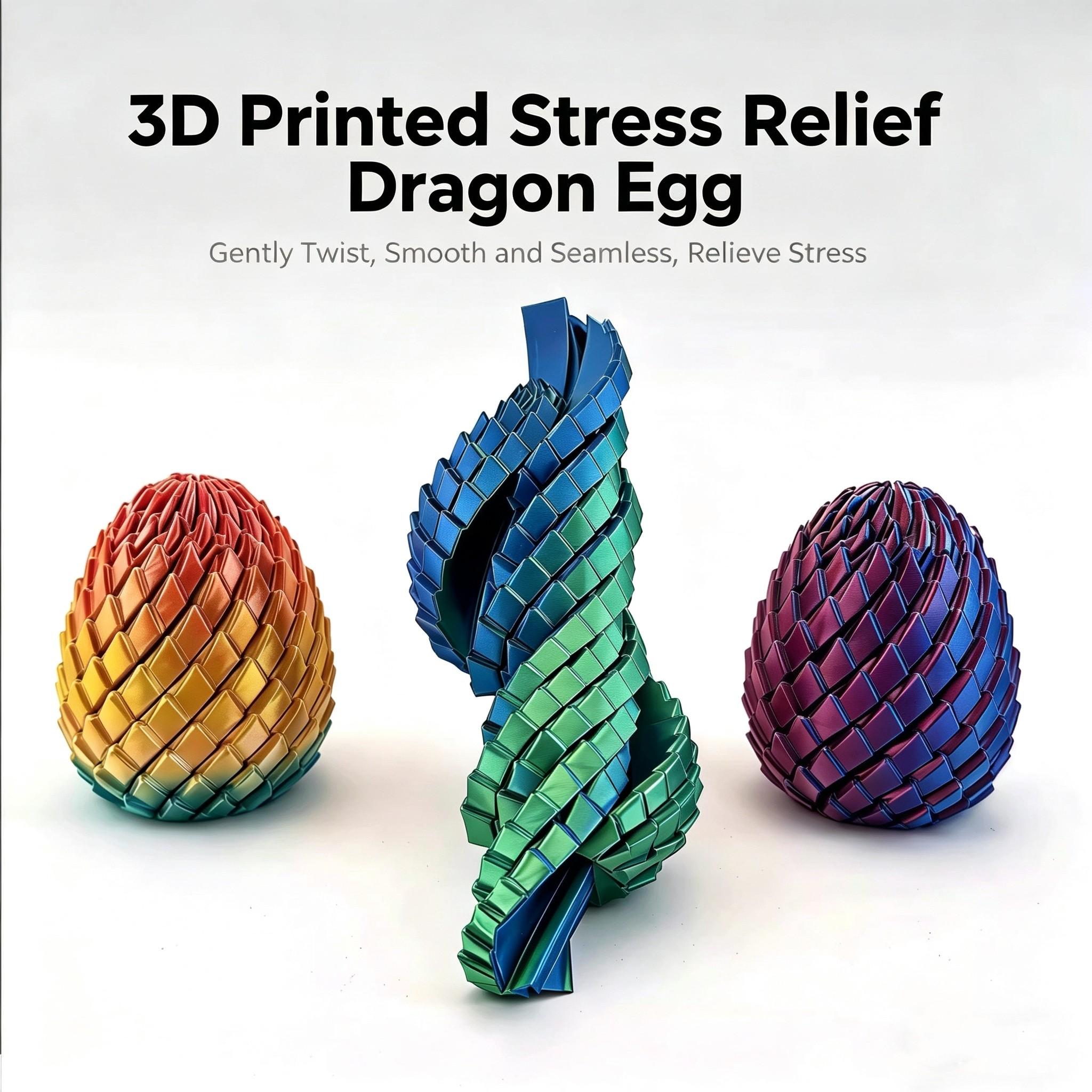 3D Printed Twist Egg, Pla Eco-Friendly Material, High Aesthetic Stress Relief Toy, Bendable and Transformable, Anxiety Relief, Gift for All Ages, Large Size, Multiple Colors Available