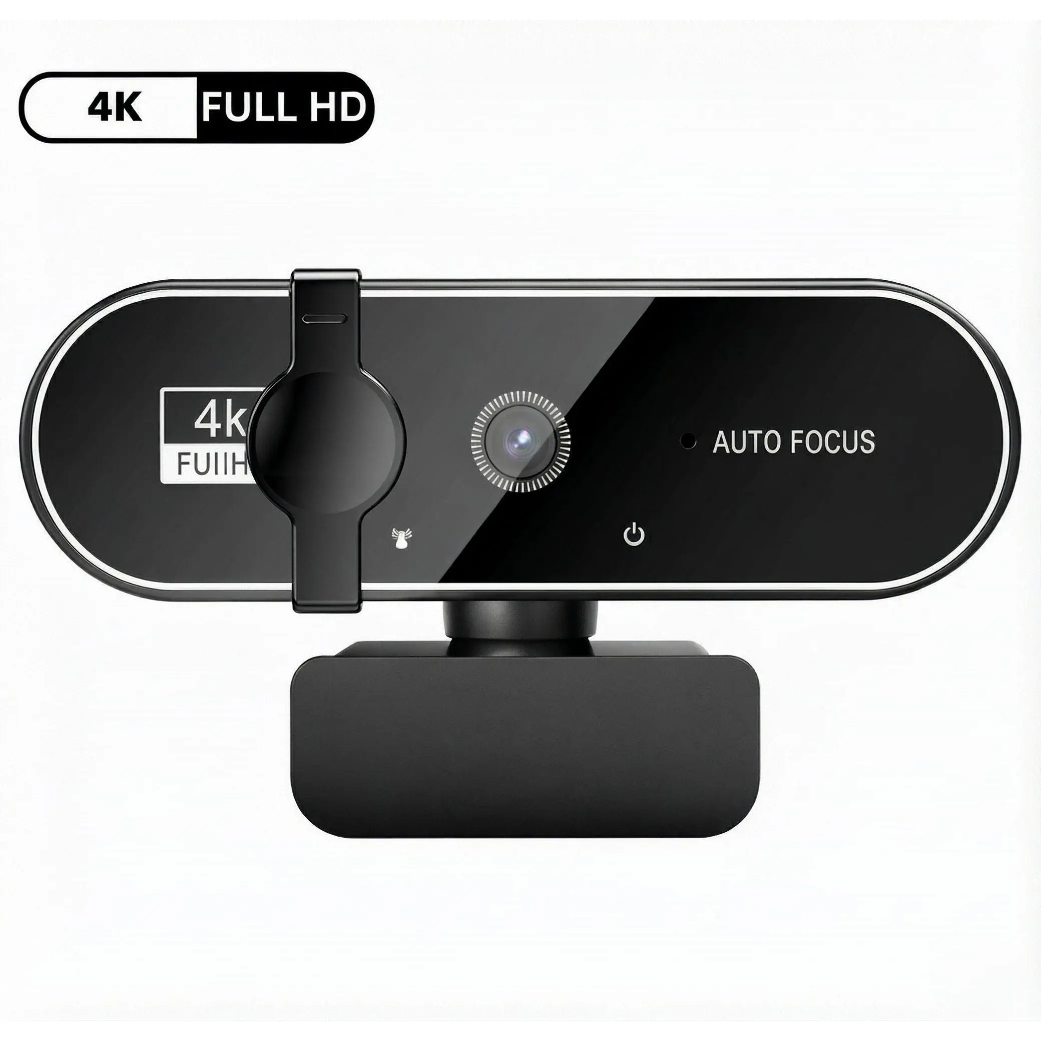 4K Ultra HD Pc Webcam with microphone and privacy cover, featuring autofocus and a wide-angle lens. Available in 4K resolutions, it is ideal for gaming, YouTube live streams and working from home