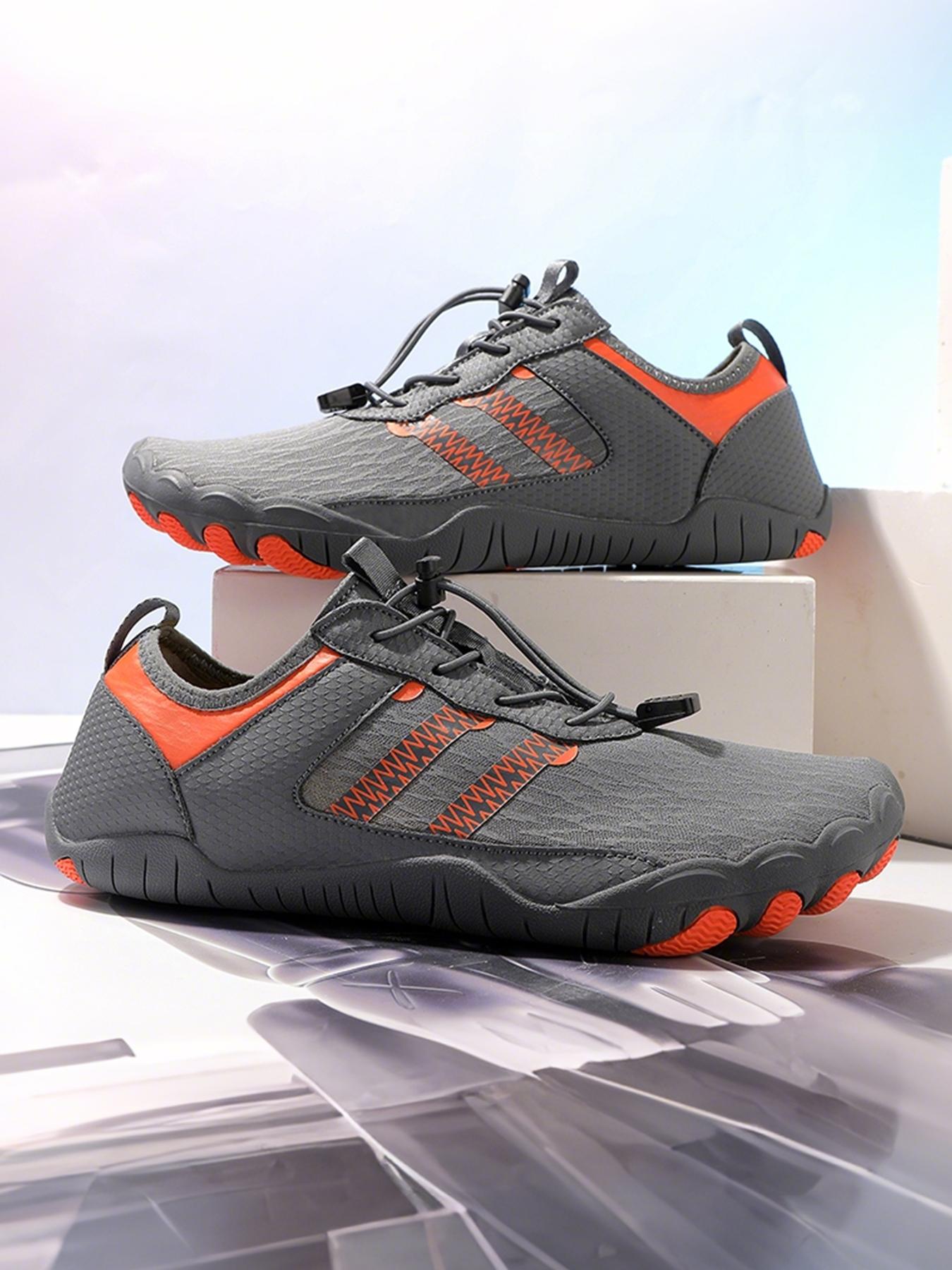 Unisex Lightweight Anti-Slip Hiking Shoes, Comfortable Casual Water Shoes for Summer River Exploration, Sporty PU Leather Print Sneakers