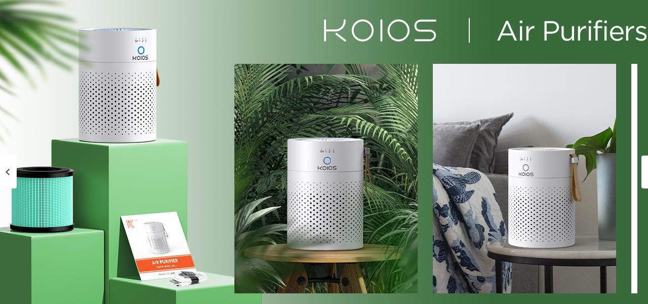 KOIOS 2 Packs Portable Air Purifier Gifts H13 True HEPA Filter for Desktop Office Car Pets with USB Cable, Small Air Cleaner, Night Light, Timer, Remove Smoke, Dust, Odors, Pollen Household Appliances, Quiet Operation, 3 Fan Speeds, 3-Stage Filtration
