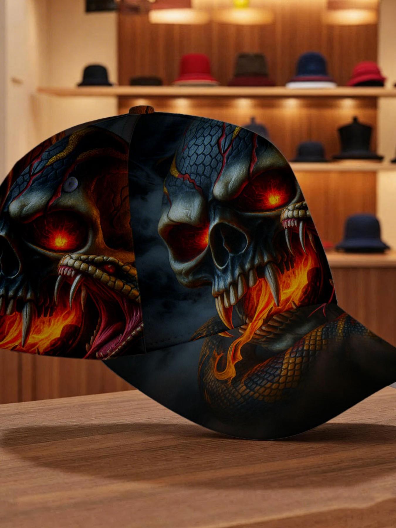 Flame Skull Baseball Cap, Bold Fashion Statement for Casual Daily Wear, Comfortable and Stylish Hat, Street Style All Seasons