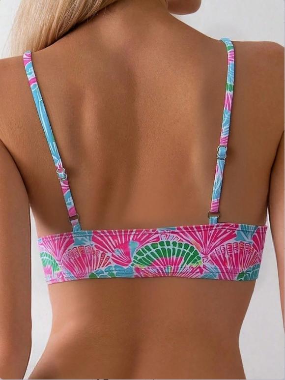 Women's Bikini Set, Adjustable Thin Strap Design, Lightweight & Breathable Fabric, Perfect for Spring Summer Wear, Leaf Print Bikini