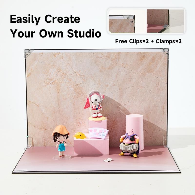 8pcs 16Patterns Small Product Photography Backdrop Kit Photo Backdrop Board for Food Photography - Double-Sided Tabletop Photography Backdrop, 16.54x11.42inch with 2PCS window pane Photography Accessories