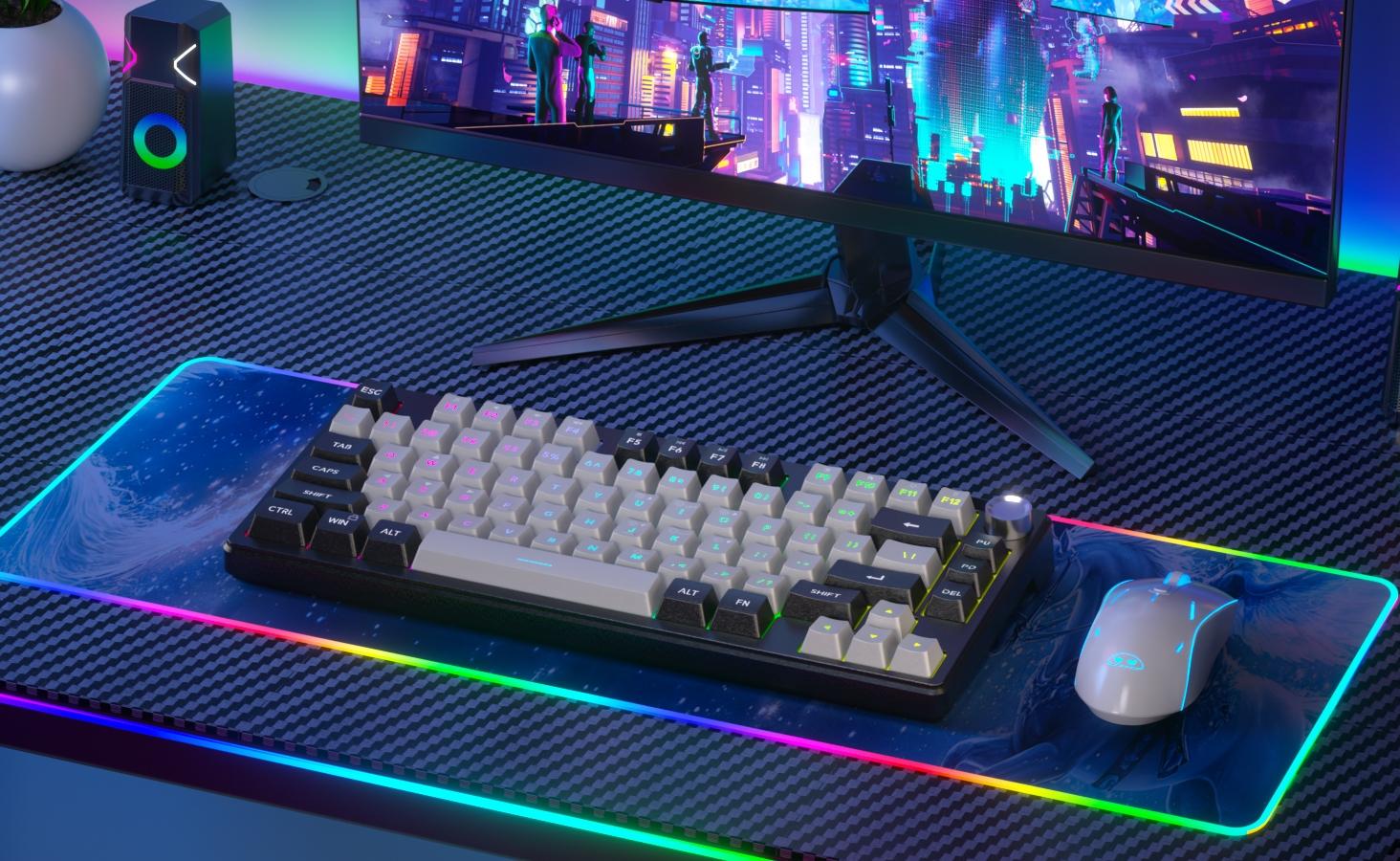 Magegee Mini 60% Gaming Keyboard, RGB Backlit 75 Key Ultra-Compact, Ts75 Ergonomic Waterproof, for PC, MAC, Ps4, Xbox One