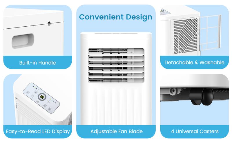 COWSAR 8000-13000 BTU Portable Air Conditioners Cool Room Up to 350-450 Sq.Ft, 3-in-1 Portable AC with Remote/LED Display/24Hrs Timer/Installation Kits for Home/Dorms, White