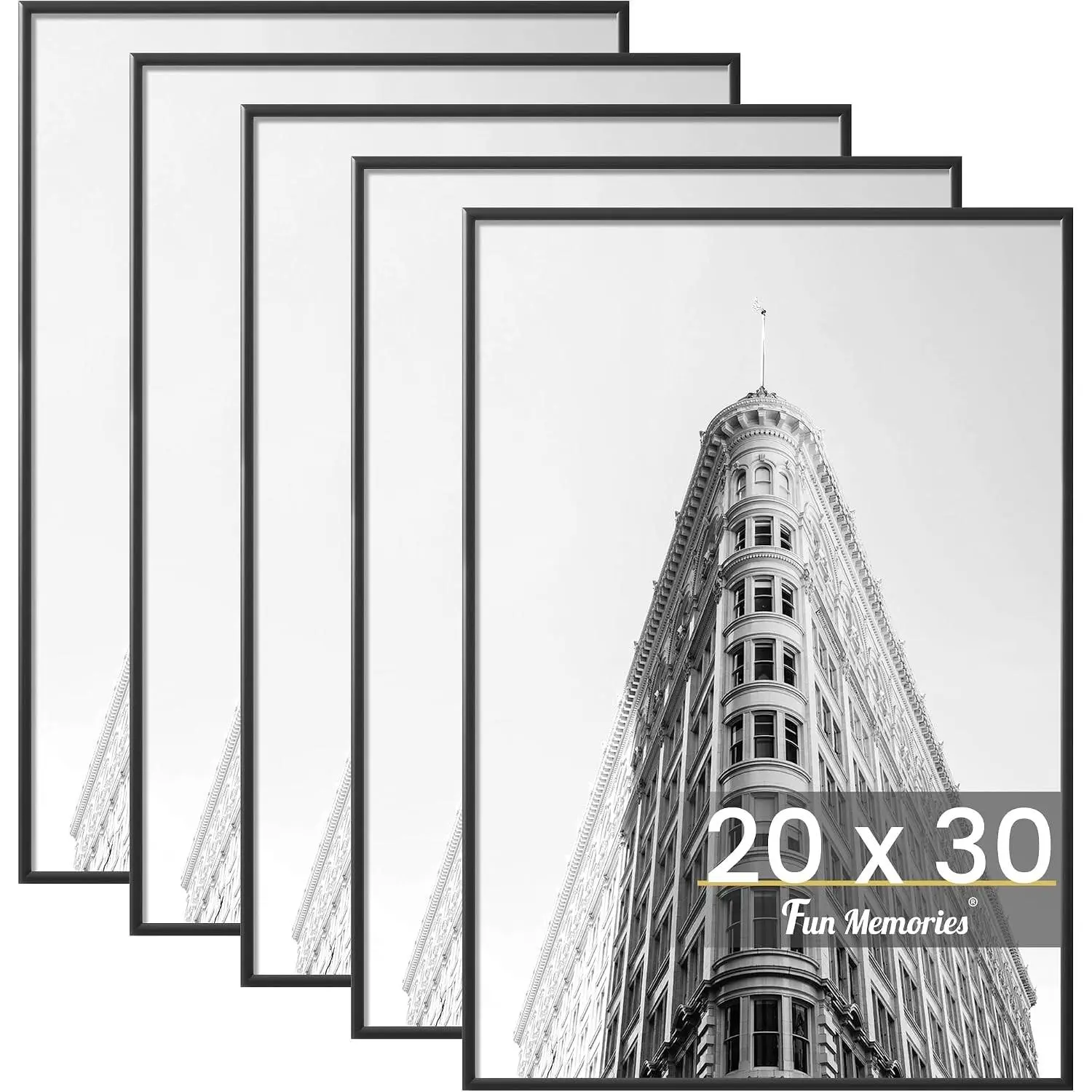 20x30 Poster Frame 5 Pack - Scratch Proof Picture Frame for Photos, Posters, Art Prints | Horizontal or Vertical Wall Mounting | Black