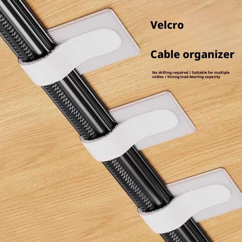 Cable Organizer, Power Cord & Data Cable Management, Velcro Cable Ties, Self-Adhesive Wire Fixing Clips for Ethernet & Power Cords