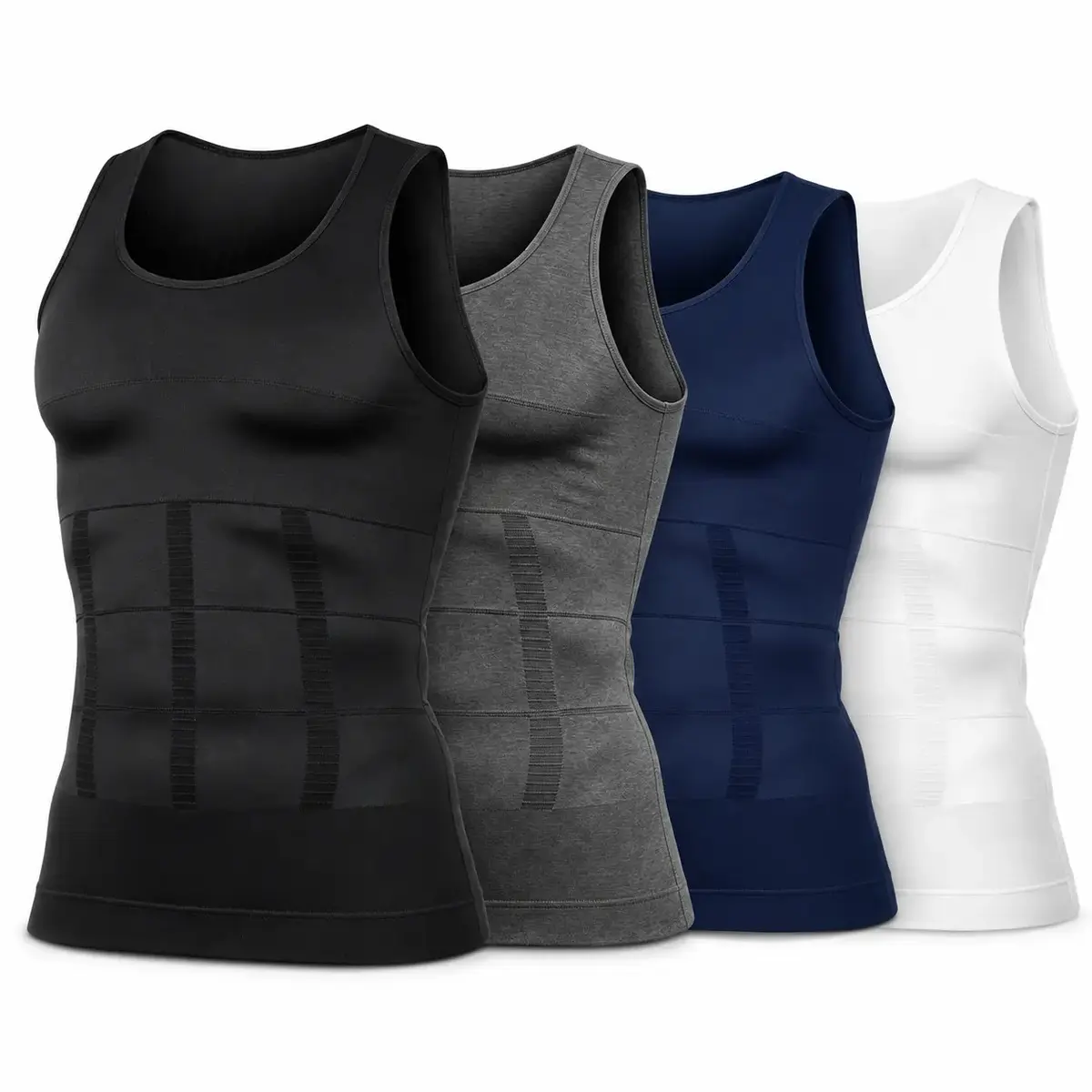 1/2/4 Pack Men Round Neck Compress,Body Shaper Vest - Soft Stretchy Activewear, Breathable Dry Fit Athletic Tops, Gymswear Tanks, for Running Training, Gymclothing, Fitness Apparel, Dry Fit Active