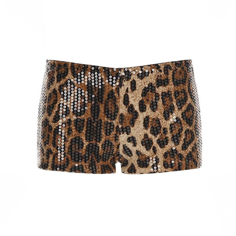 Women's Leopard Print Sequins Low Waist Shorts Y2K Street Fashion Sexy Party Festival Shorts Spring Summer Women's Clothing Womenswear Bottoms