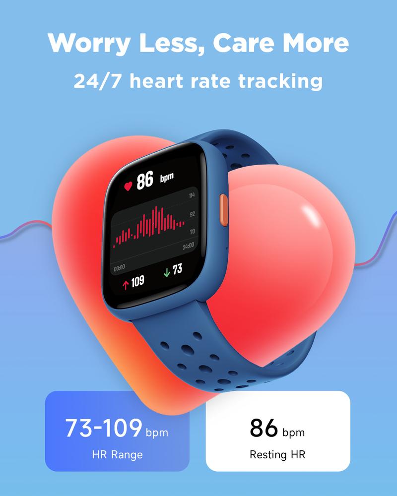 BIGGERFIVE Smart Watch for Kids No APP No Phone Needed, 1.8" Fitness Tracker Watch Pedometer, Heart Rate, Sleep Monitor, IP68 Waterproof, Step Counter, Puzzle Games for Girls Boys Teens 5-16
